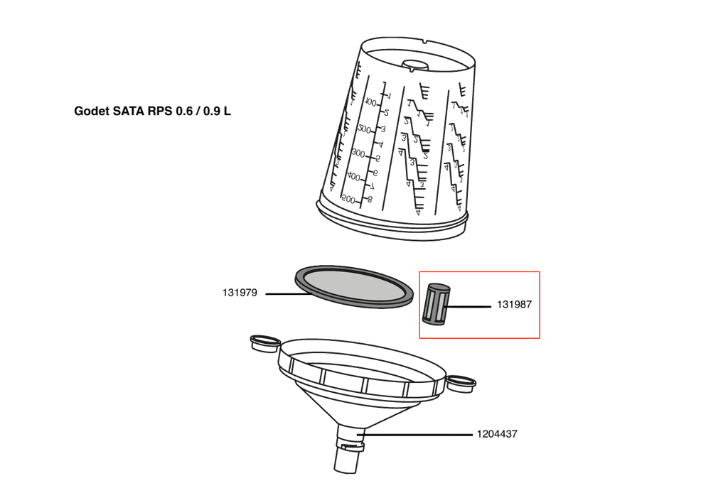 Tamis enfichable de rechange 200 µm, vert pastel (paquet de 100 pièces) [SATA RPS 0,3 l / 0,6 l / 0,9 l]